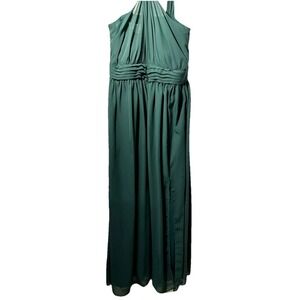 Birdy Grey  chiffon  Grecian Halter green Maxi bridesmaid dress Formal Party 2XL